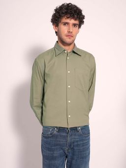 Selected - Green Twill Cotton Casual Shirt