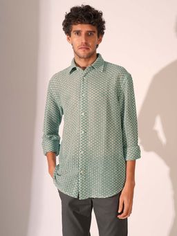 Selected - Green Crochet Full Sleeves Casual Shirt