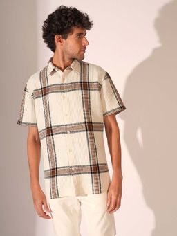 Selected - Beige Check Cotton Casual Shirt