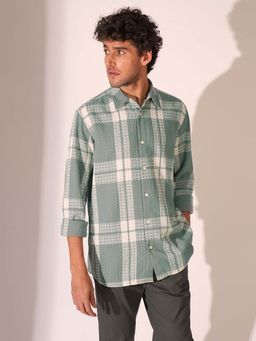 Selected - Green Check Cotton Casual Shirt