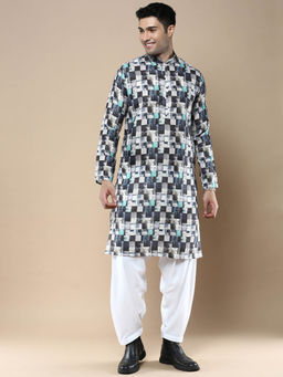 Sanwara - Mens Printed Traditional Cotton Kurta & Pyjama Multi-Color (Set of 2)