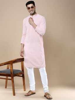 Sanwara - Stylish Ethnic Chikankari Kurta & Pyjama Pink (Set of 2)