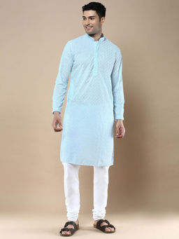 Sanwara - Stylish Ethnic Chikankari Kurta & Pyjama Blue (Set of 2)