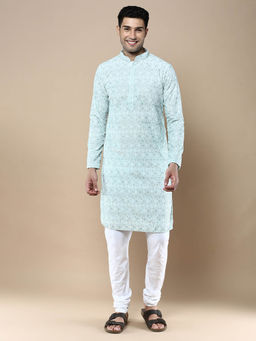 Sanwara - Stylish Ethnic Chikankari Kurta & Pyjama Aqua (Set of 2)