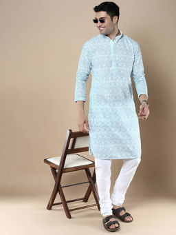 Sanwara - Stylish Ethnic Chikankari Kurta & Pyjama Blue (Set of 2)