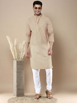 Sanwara - Stylish Ethnic Chikankari & Printed Kurta & Pyjama Beige (Set of 2)