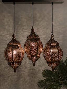 Homesake - Linear Chandelier Orb Moroccan Copper Light