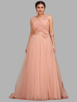 BC Balaji Creation - Women Peach Net Embellished Evening Gown