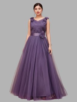 BC Balaji Creation - Women Purple Net Embellished Evening Gown