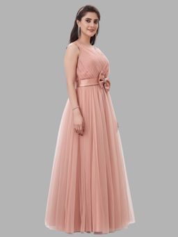 BC Balaji Creation - Women Peach Net Solid Evening Gown