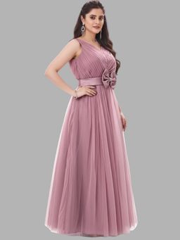 BC Balaji Creation - Women Pink Net Solid Evening Gown