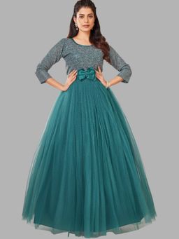 BC Balaji Creation - Women Green Net Embellished Evening Gown