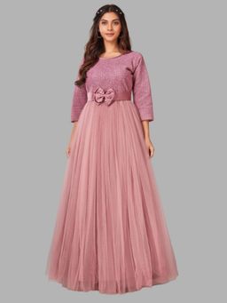 BC Balaji Creation - Women Pink Net Embellished Evening Gown