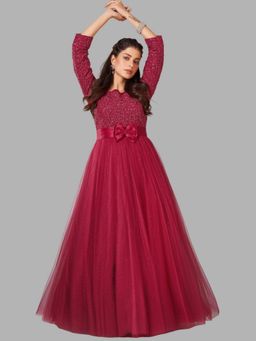 BC Balaji Creation - Women Red Net Embellished Evening Gown