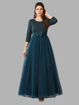 BC Balaji Creation - Women Blue Net Embellished Evening Gown