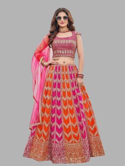 BC Balaji Creation - Women Pink Embroidered Fitted Lehenga with Choli & Dupatta