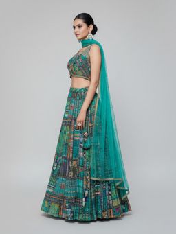 BC Balaji Creation - Women Blue Embroidered Fitted Lehenga with Choli & Dupatta
