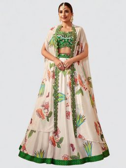 BC Balaji Creation - Women Multi-Color Embroidered Fitted Lehenga with Choli & Dupatta