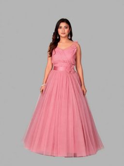 BC Balaji Creation - Women Pink Net Embellished Evening Gown