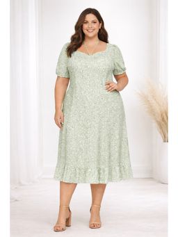Desi Noor - Women Green Crepe Floral Dress