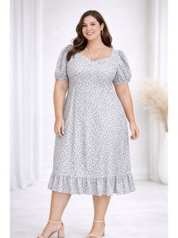 Desi Noor - Women Grey Crepe Floral Dress