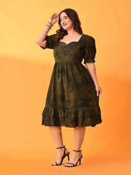 Desi Noor - Women Green Crepe Tie & Dye Dress