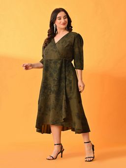 Desi Noor - Women Green Crepe Tie & Dye Dress