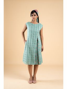 Pink Cactii - Women Green Cotton Printed Dress