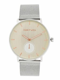 Joker and Witch - Joker & Witch Vancouver Beige Dial Silver Mesh Strap Analog Mens Watch
