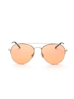 Tommy Hilfiger - Orange Lens Aviator UV Protected Sunglass Half Rim Gold Frame With UV Protection