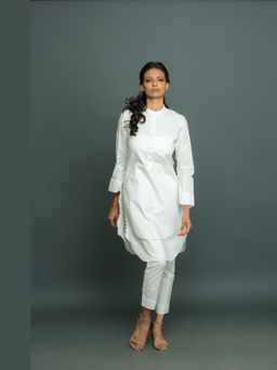 Echke - White Cotton Kurta with Pant