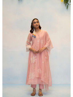 AM by Anita Mittal - Zara Mul Chanderi Pink Kurta with Pant