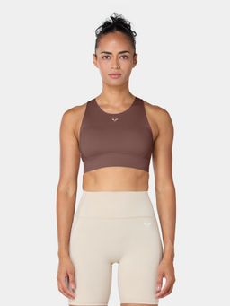 Squatwolf - Brown High Coverage Racer Back Sports Bra