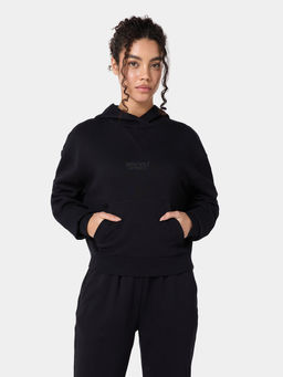 Squatwolf - Black Oversized Crop Hoodie