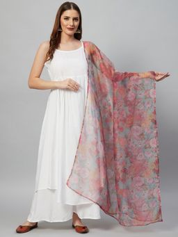 InWeave - White Strappy with Organza Dupatta (Set of 3)