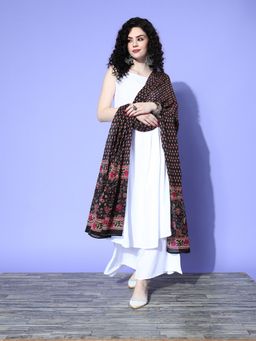 InWeave - White Strappy with Ethnic Print Cotton Dupatta (Set of 3)