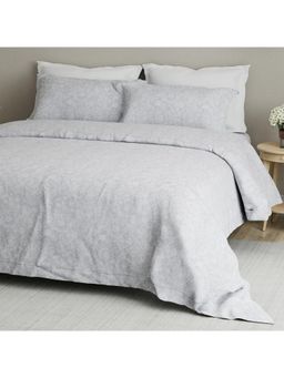 Boutique Living - Cottage Garden Cotton 300 TC Grey Floral King Bedsheet & 2 Pillow Covers (King)