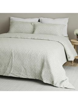 Boutique Living - Cottage Garden Cotton 300 TC Grey Ethnic King Bedsheet & 2 Pillow Covers (King)