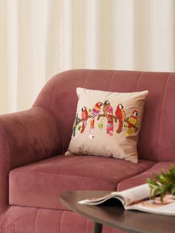 HOME 360 - Parrot Beige Cushion Cover (16x16 inches)