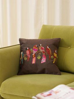 HOME 360 - Parrot Brown Cushion Cover (16x16 inches)
