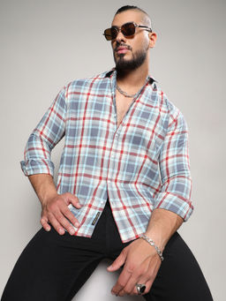 Instafab Plus - Mens Multicolour Tartan Plaid Shirt