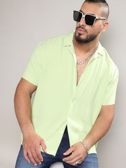 Instafab Plus - Mens Lime Green Creased Shirt