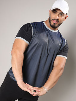 Instafab Plus - Mens Charcoal Grey Geometric Activewear T-Shirt