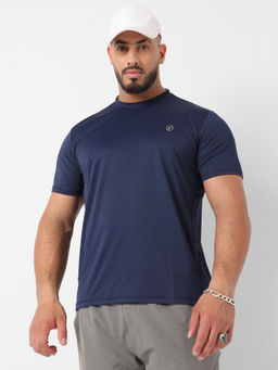 Instafab Plus - Mens Navy Blue Basic Activewear T-Shirt