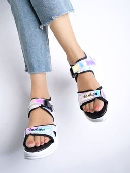 Shoetopia - Velcro Style Silver Sandal for Women & Girls