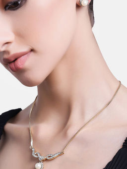 Estele - Gold & Rhodium Plated Leaflet Jewellery Set for Women