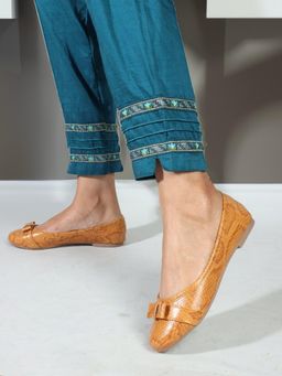 Carlton London - Women's Fashionable Tan Color Comfortable Printed Ballerinas