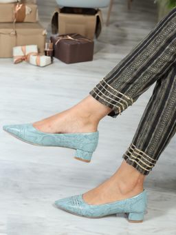 Carlton London - Women's Fashionable Blue Color Comfortable Textured Pumps