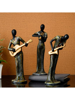 eCraftIndia - Set Of 3 Ladies Playing Musical Instruments Decorative Polyresin Showpiece