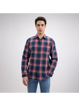 Pepe Jeans - Men Navy Herringbone Check Full Sleeve Shirt